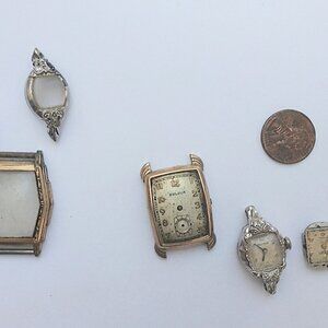 Large Lot of Vintage Bulova Watch Parts - 10k  Gold Plated!!